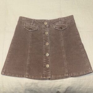 BDG Button-Front Brown Corduroy Mini Skirt
